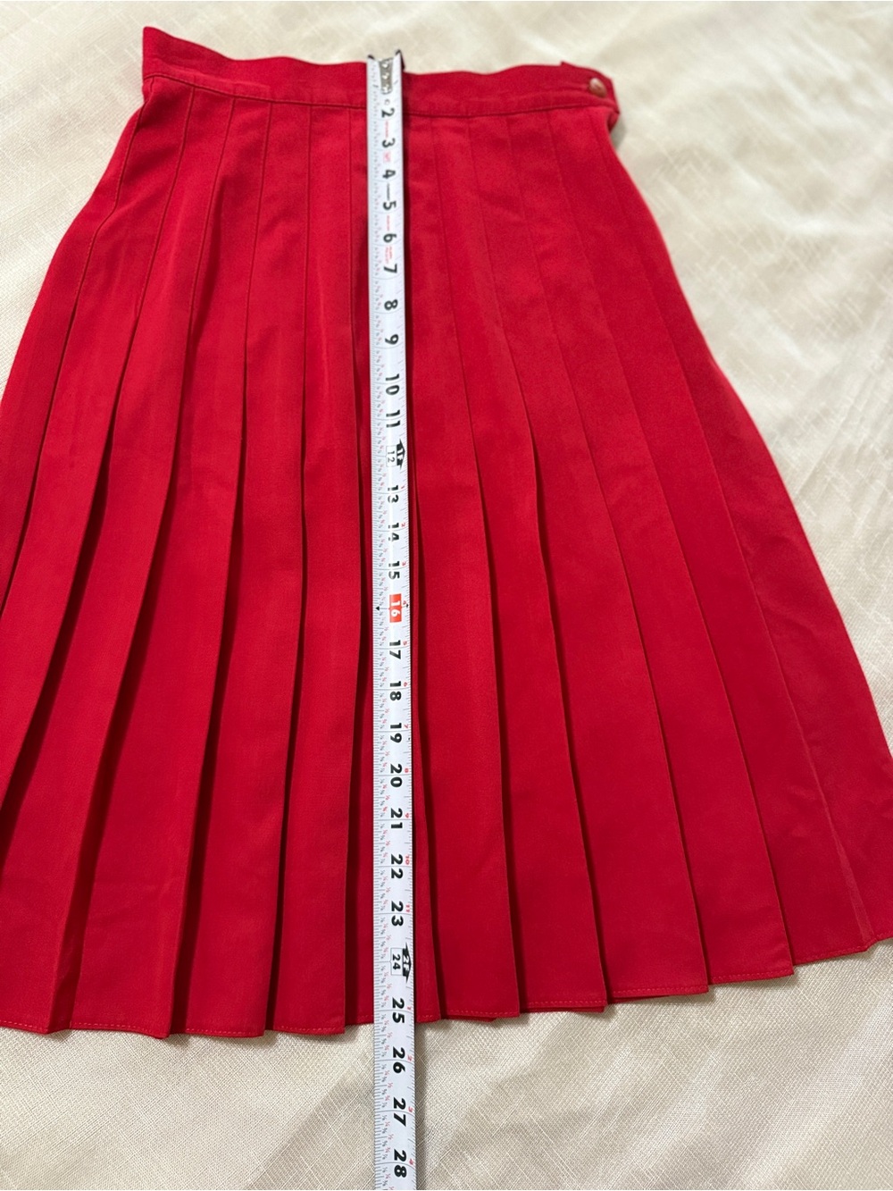 VNTG St Michael Red Pleated Midi Skirt - Made in UK - Dark Academia Preppy - Picture 10 of 11